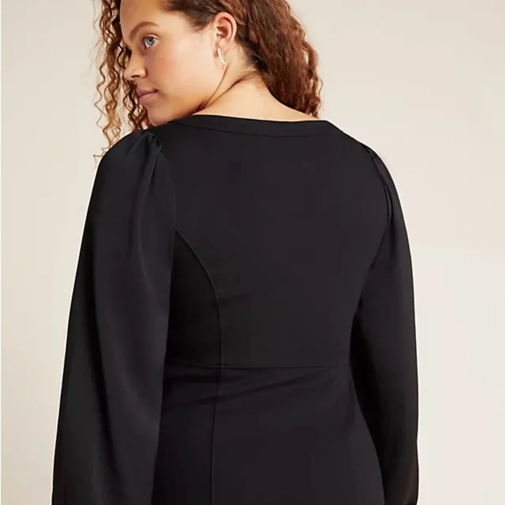 Anthropologie Elegant Black Puff Sleeve Blouse - Picture 2 of 9